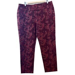 Soft Surroundings XL Pull On Pants Red Black Abstract Print Art To Wear Career